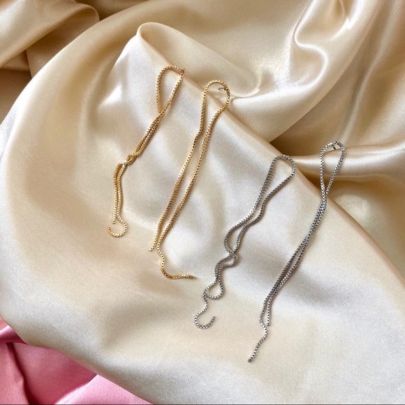 Metal Thread Drop Earrings Threader Dangle - Picture 3 of 10